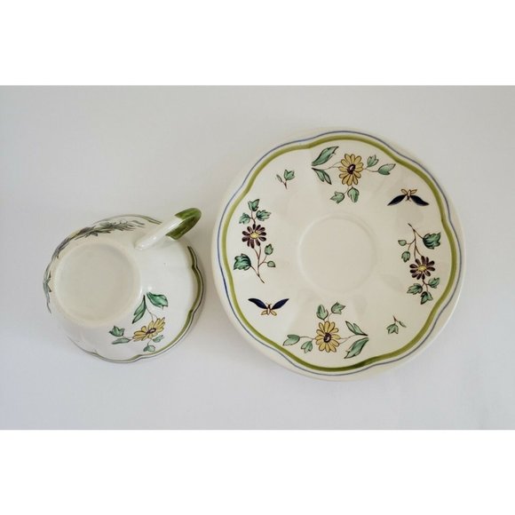 Longchamp Moustiers France 2 Cups and Saucers hand painted Set - Picture 6 of 9